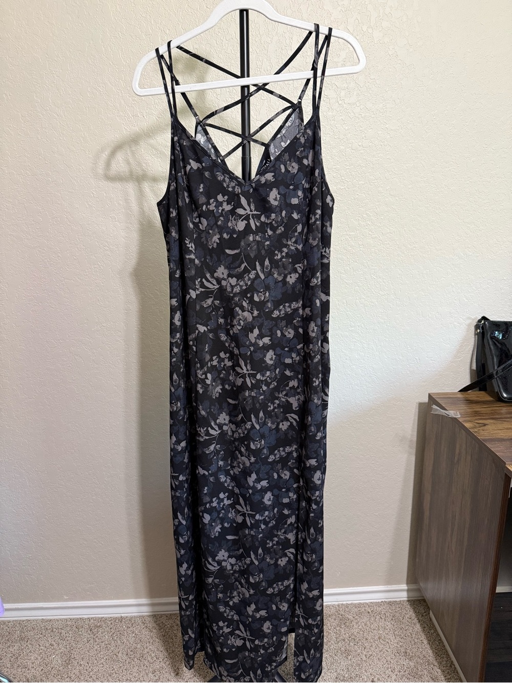 torrid Black and Gray Floral Slip Maxi Dress - Picture 12 of 16